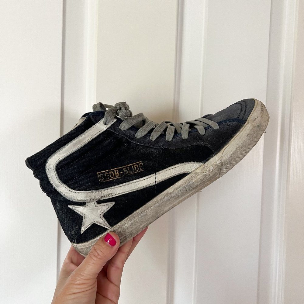 Golden Goose Deluxe Brand Slide Blue High Top Sneaker